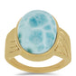 Anillo de Plata Bañada en Oro con Larimar