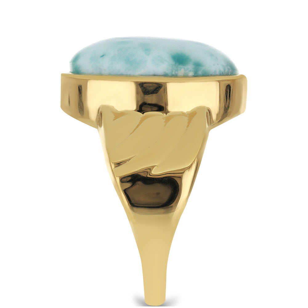 Anillo de Plata Bañada en Oro con Larimar