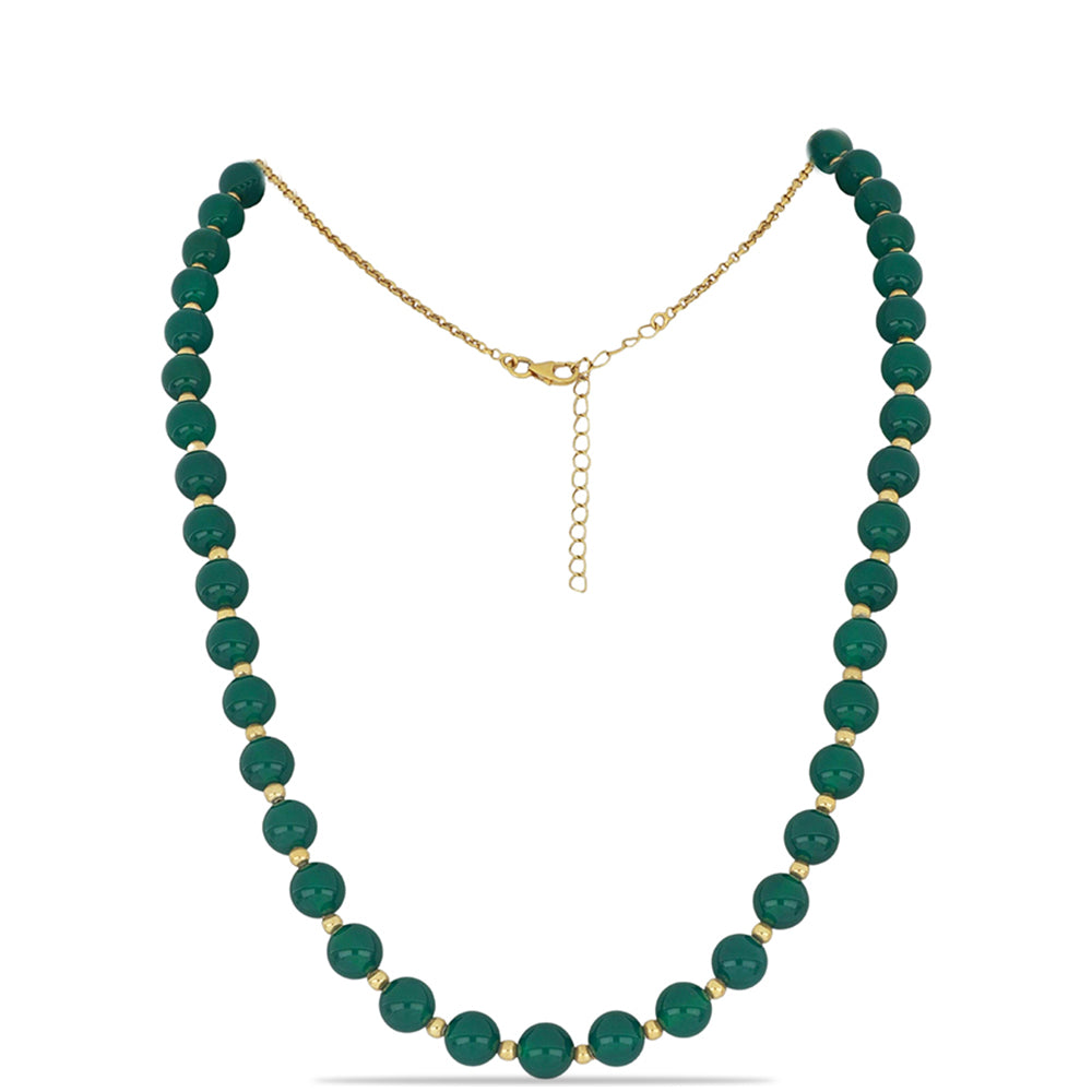 Collar de Plata Bañada en Oro con Ágata Verde 1 